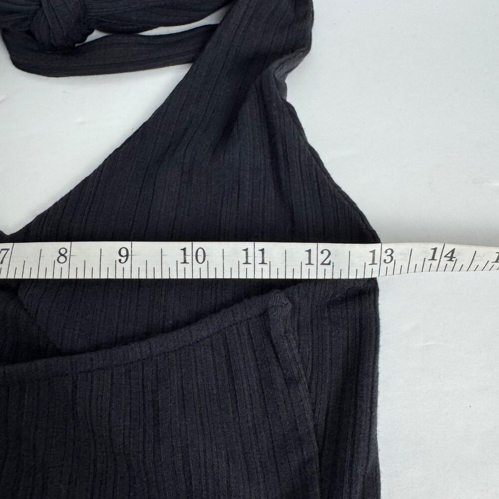 L*Space Black Bodycon Tie Halter Dress Size SM Maxi Ribbed Stretchy Casual LBD - Picture 9 of 12